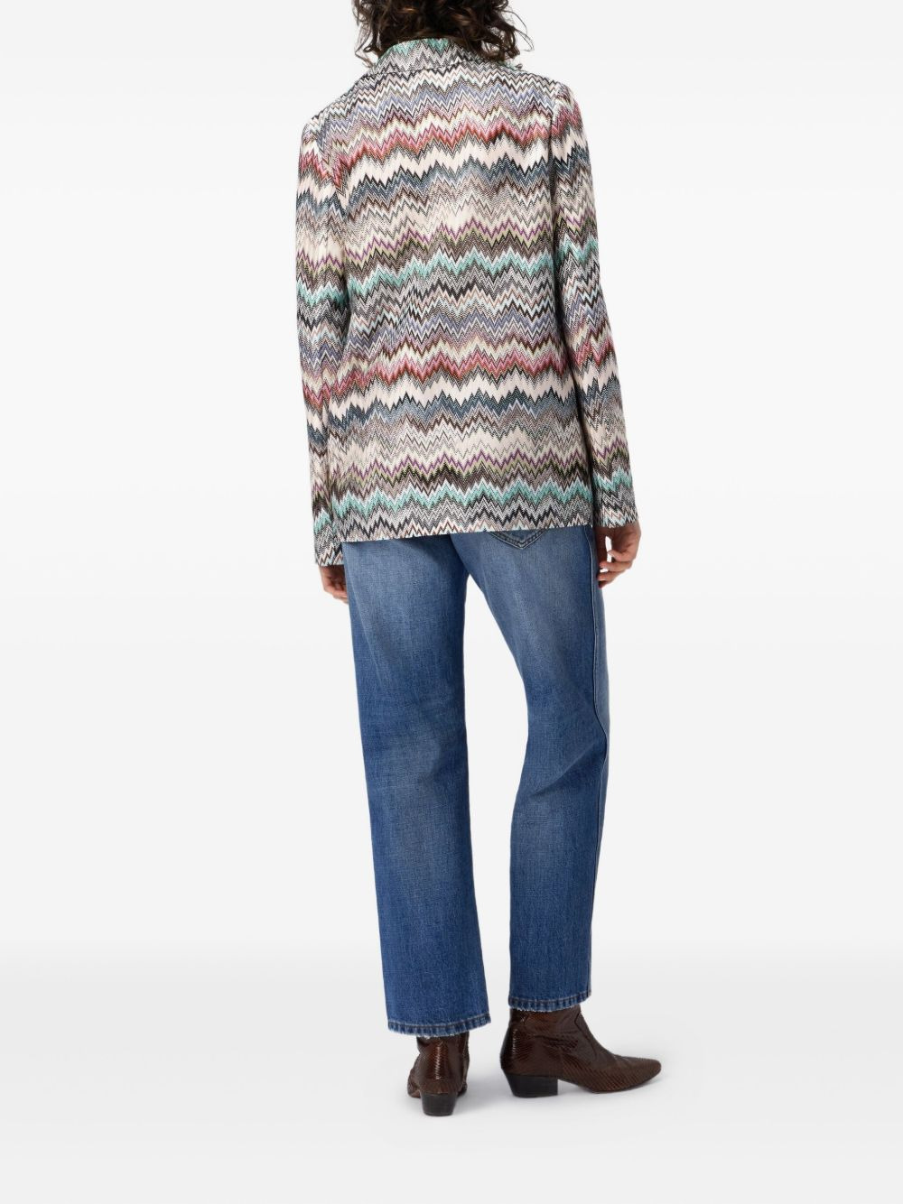 chevron-pattern blazer - 3
