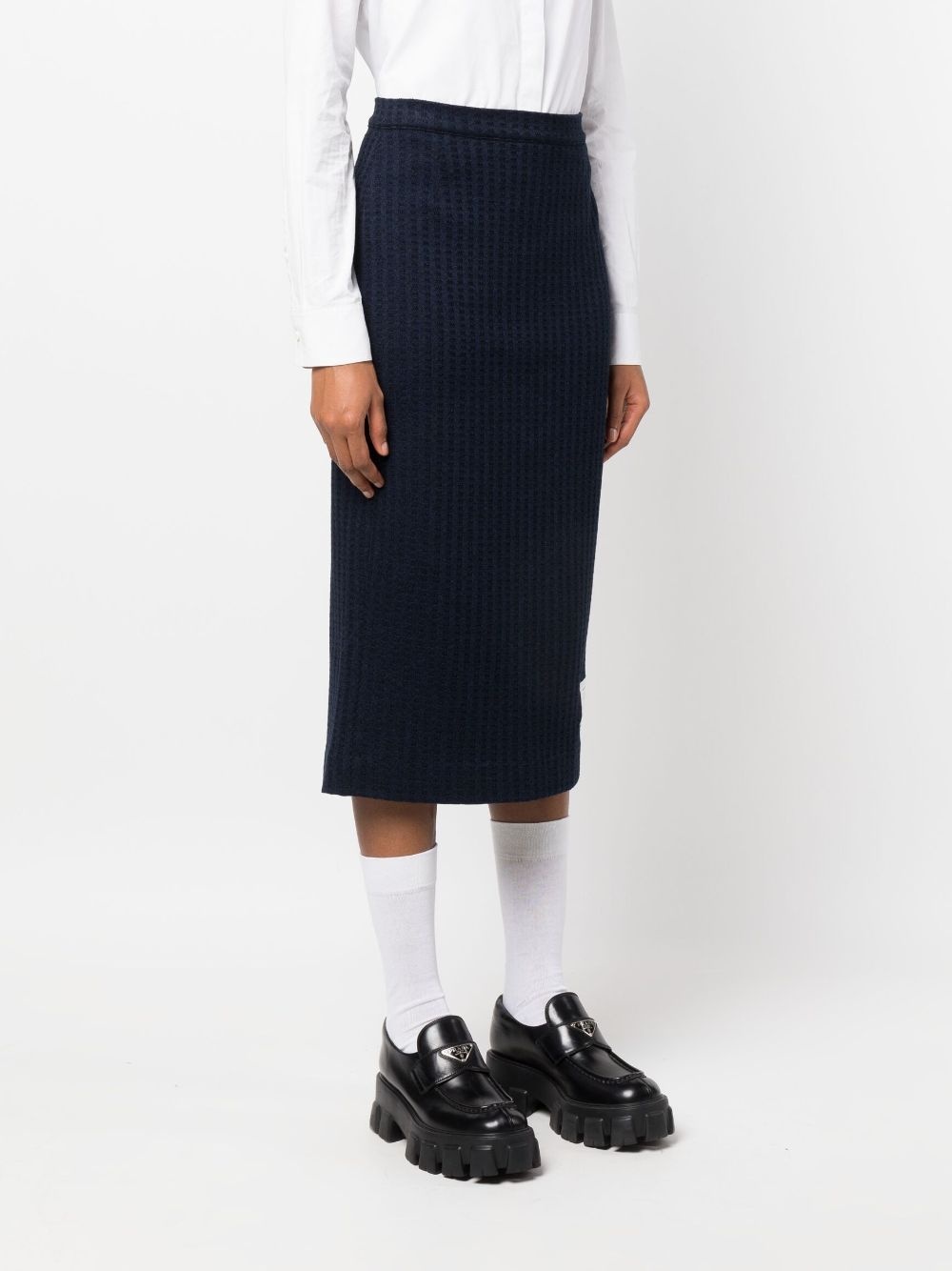 logo-patch jacquard skirt - 3