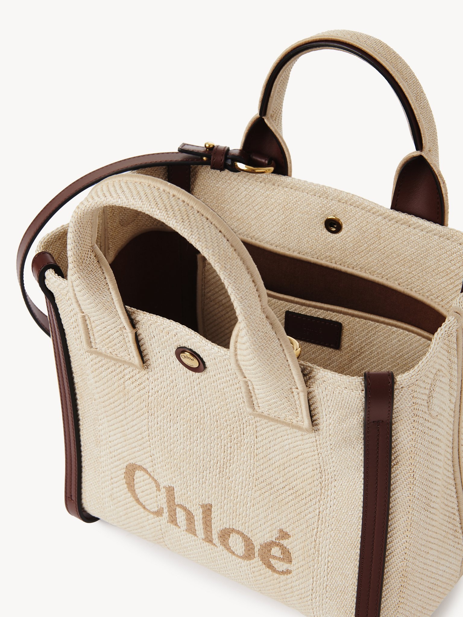 SMALL CHLOÉ CARRY TOTE BAG IN RAFFIA-EFFECT FIBERS - 5