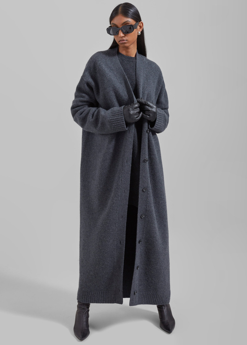 Emi Long Knit Cardigan - Dark Grey Melange 7
