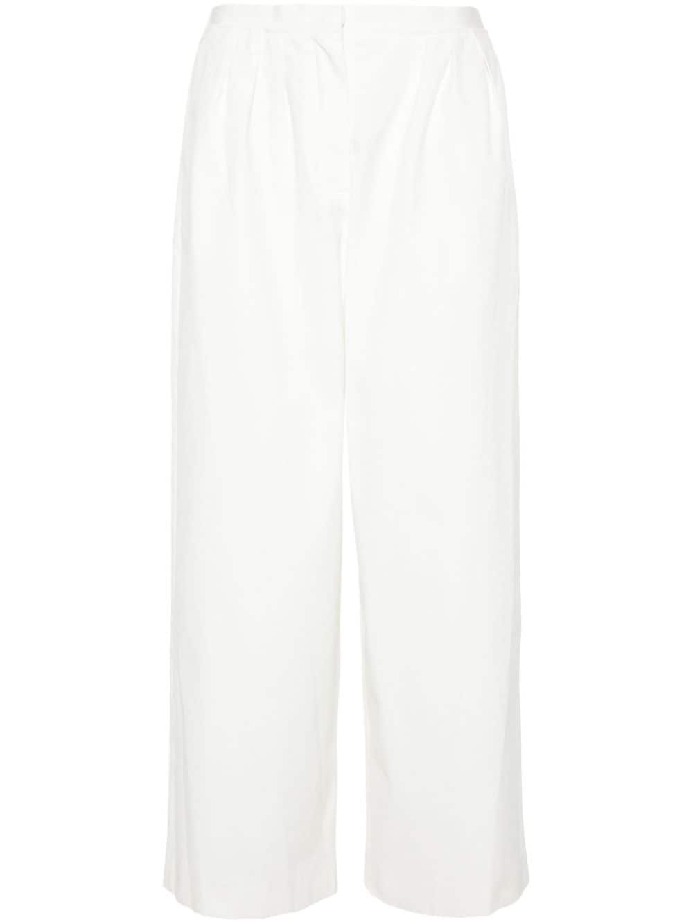 cotton pleated wide trousers - 1