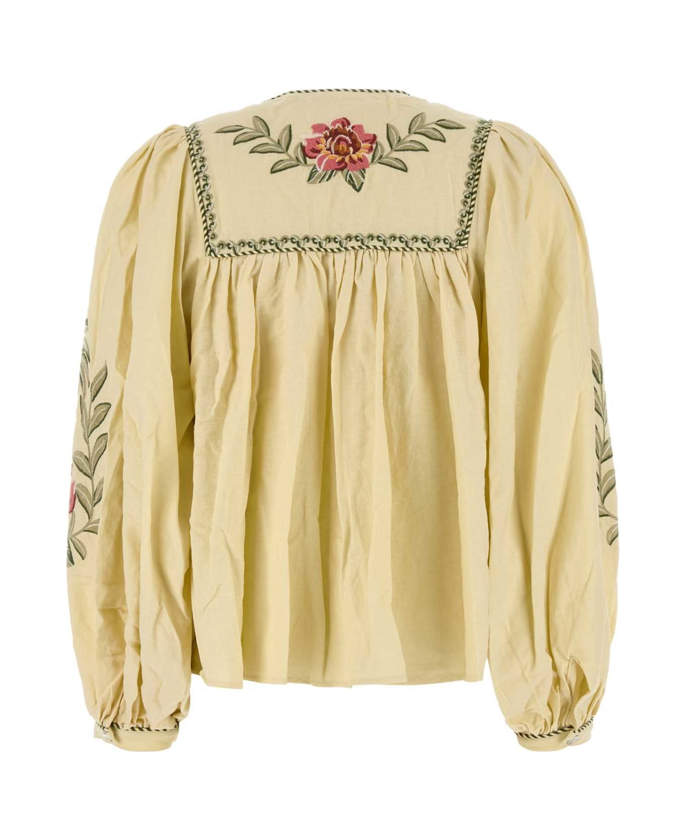 Cream Linen Blend Blouse - 2
