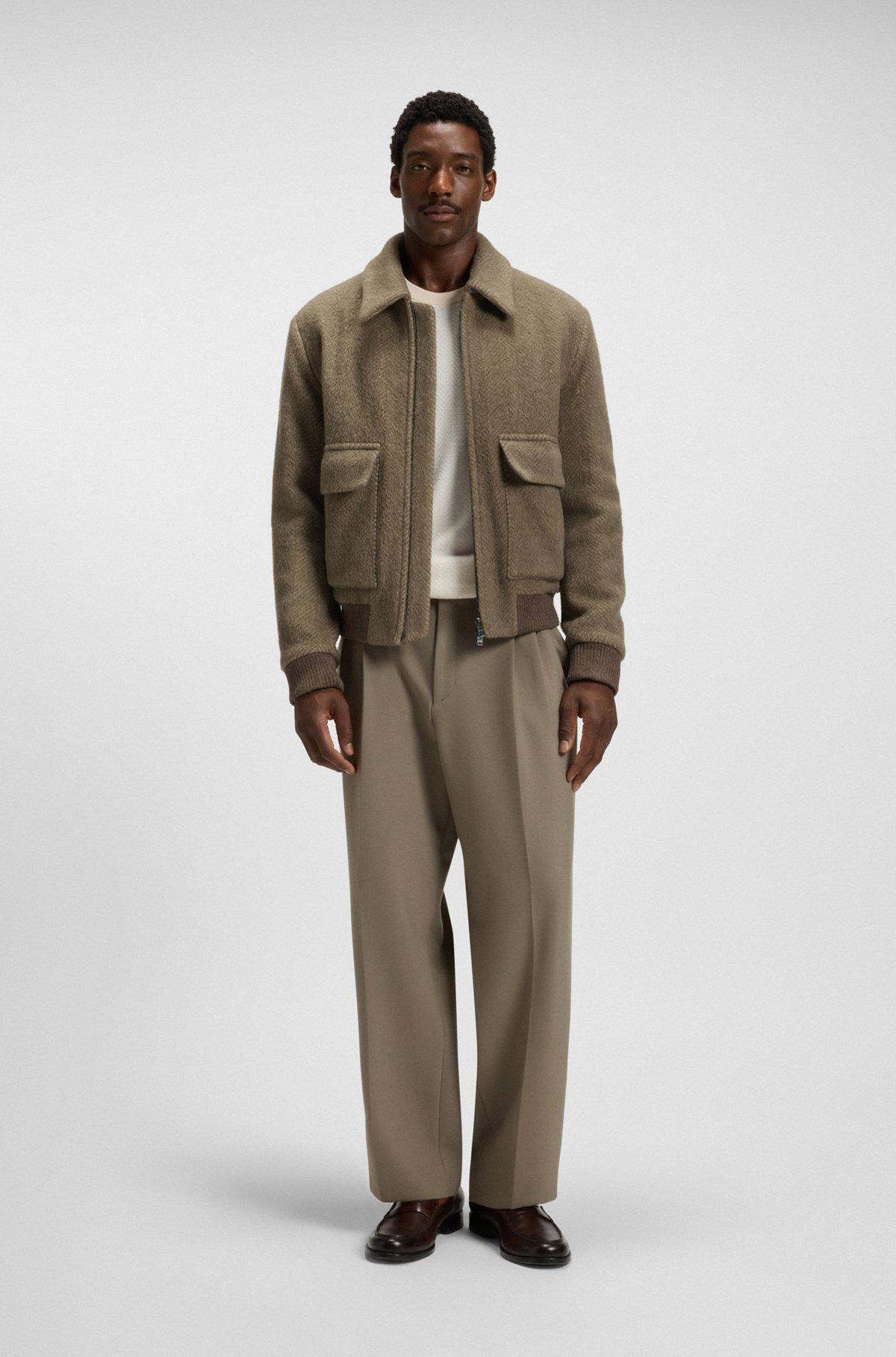REGULAR-FIT JACKET IN A HERRINGBONE-PATTERNED ALPACA BLEND - 4