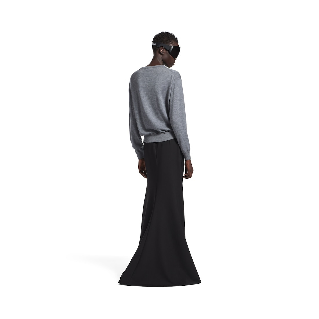 Women's V-neck Sweater in Heather Grey - 4