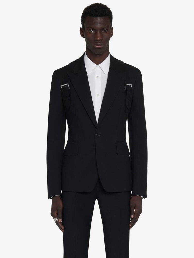 Men's Harness Single-breasted Jacket in Black - 1