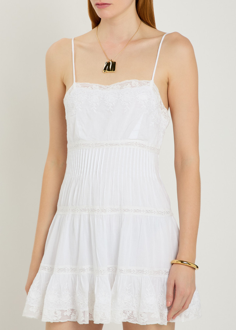 LoveShackFancy Loveshackfancy Zuri Embroidered Cotton Mini Dress outlook
