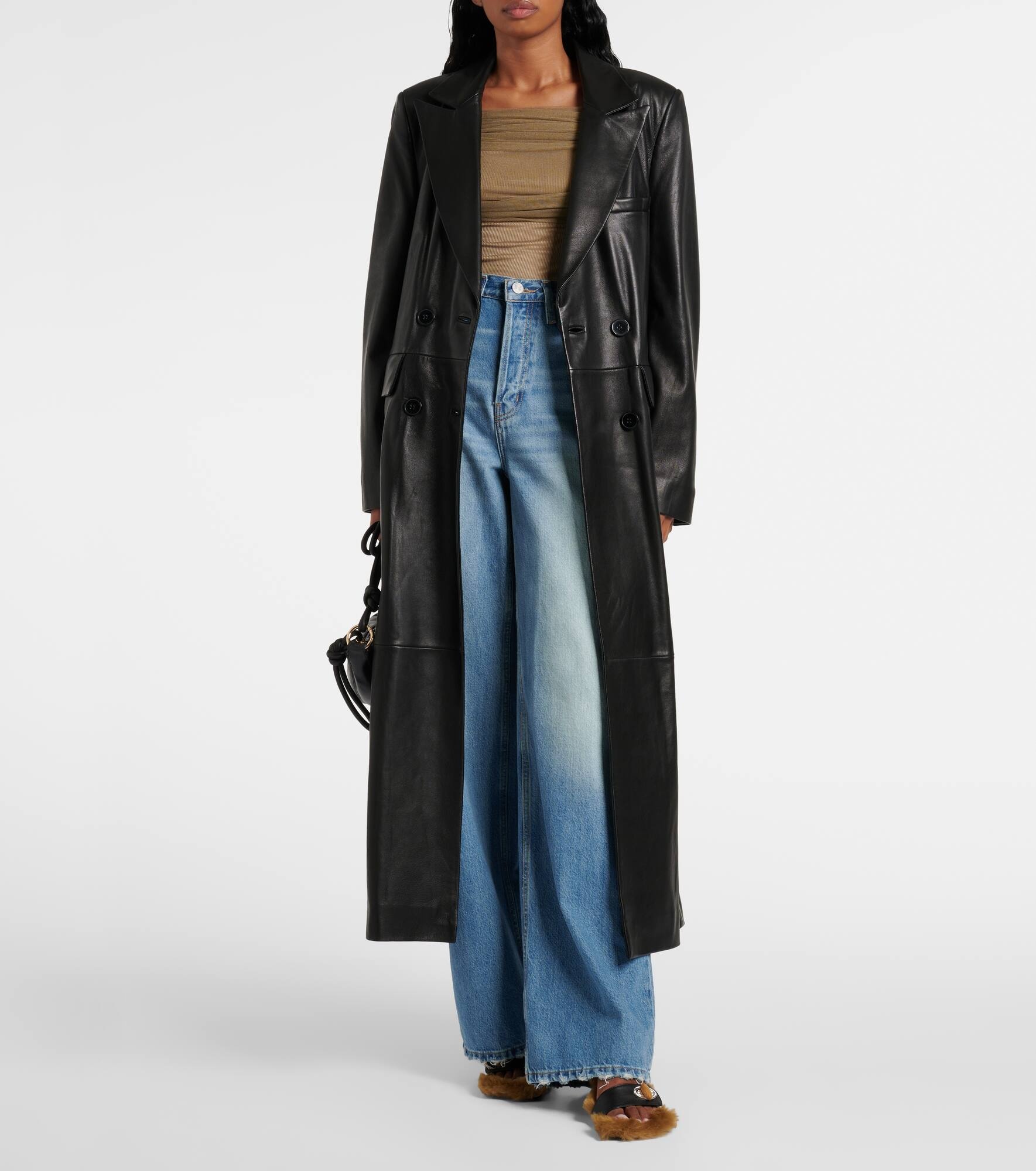 Turnlock shearling-trimmed mules - 3