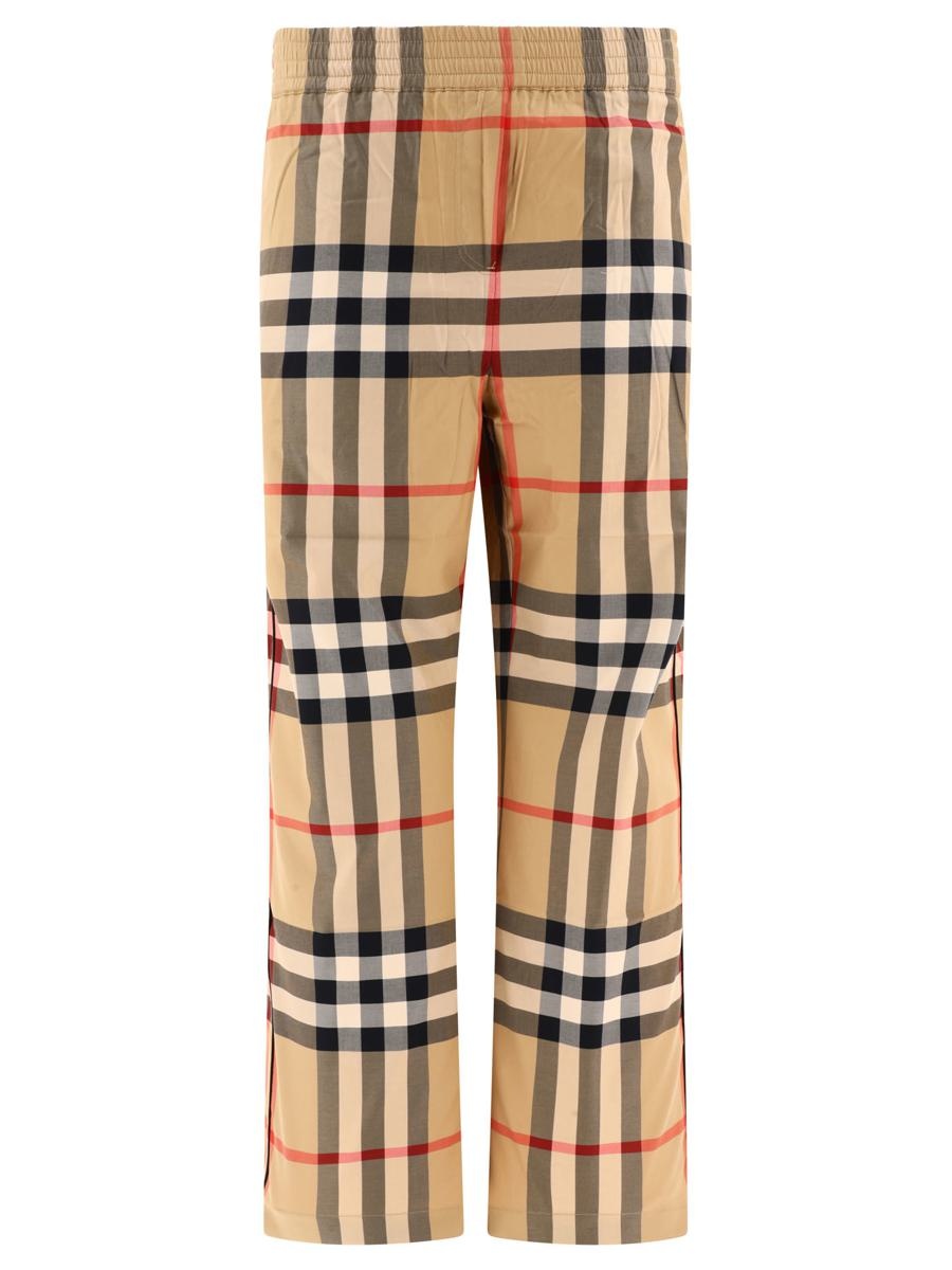 BURBERRY CHECK COTTON TWILL TROUSERS - 1