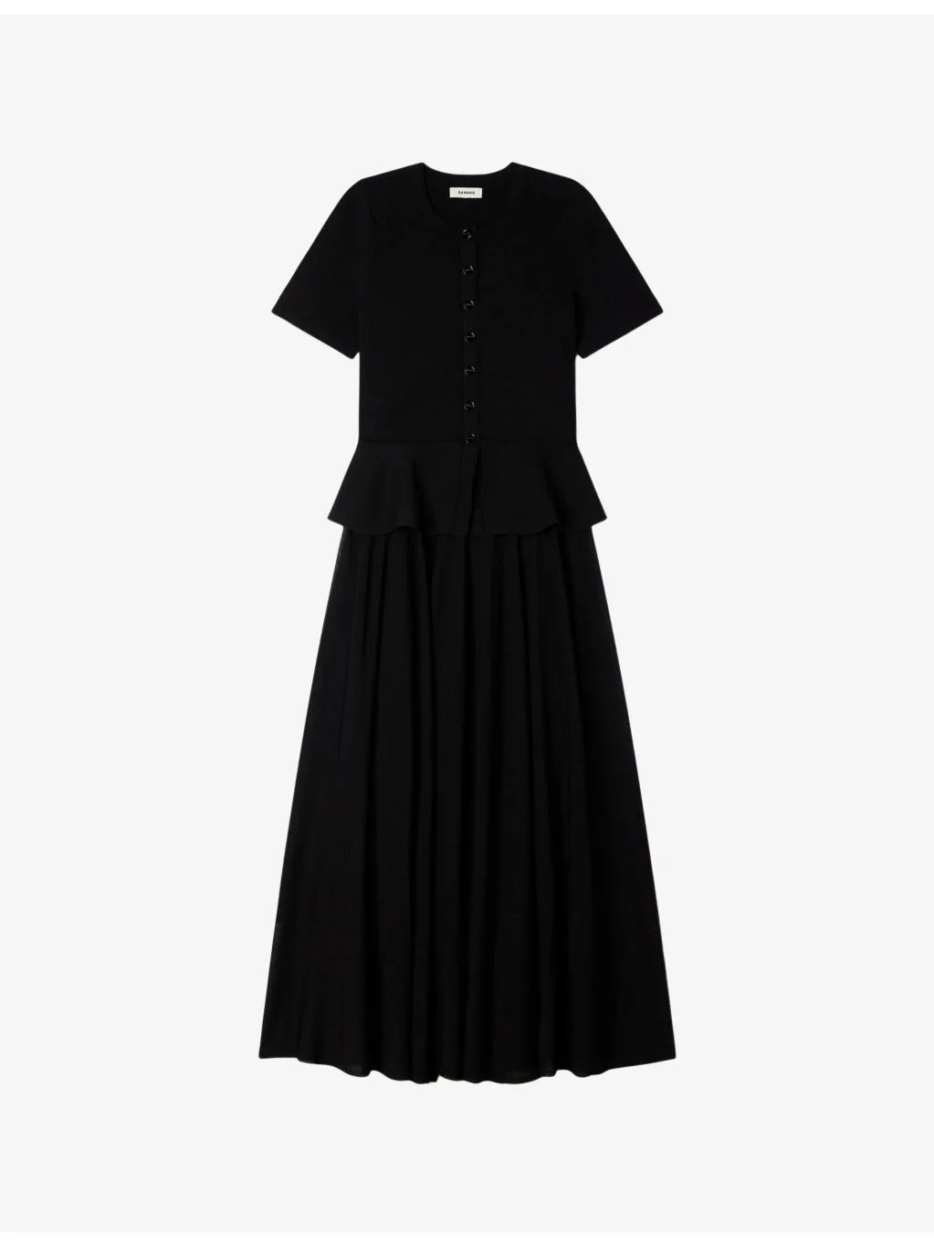 Peplum Short-Sleeved knitted Maxi Dress - 1