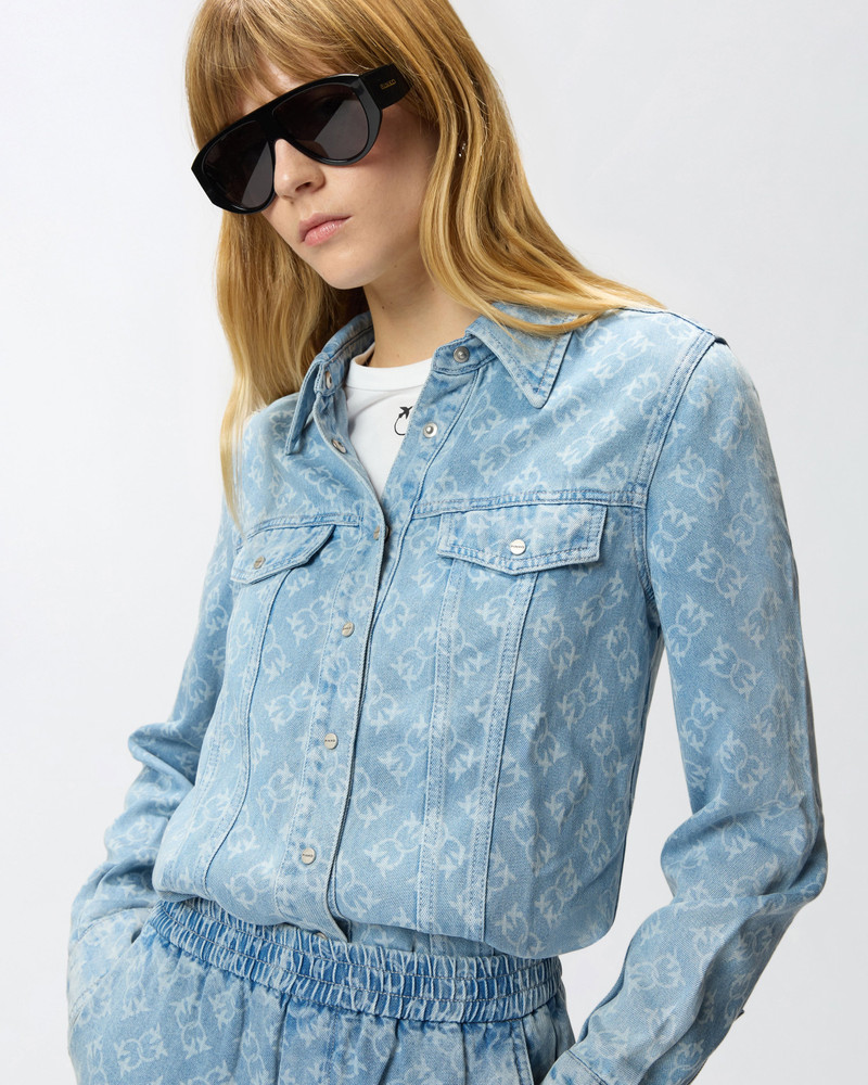 DENIM SHIRT WITH LOVE BIRDS LOGO 6