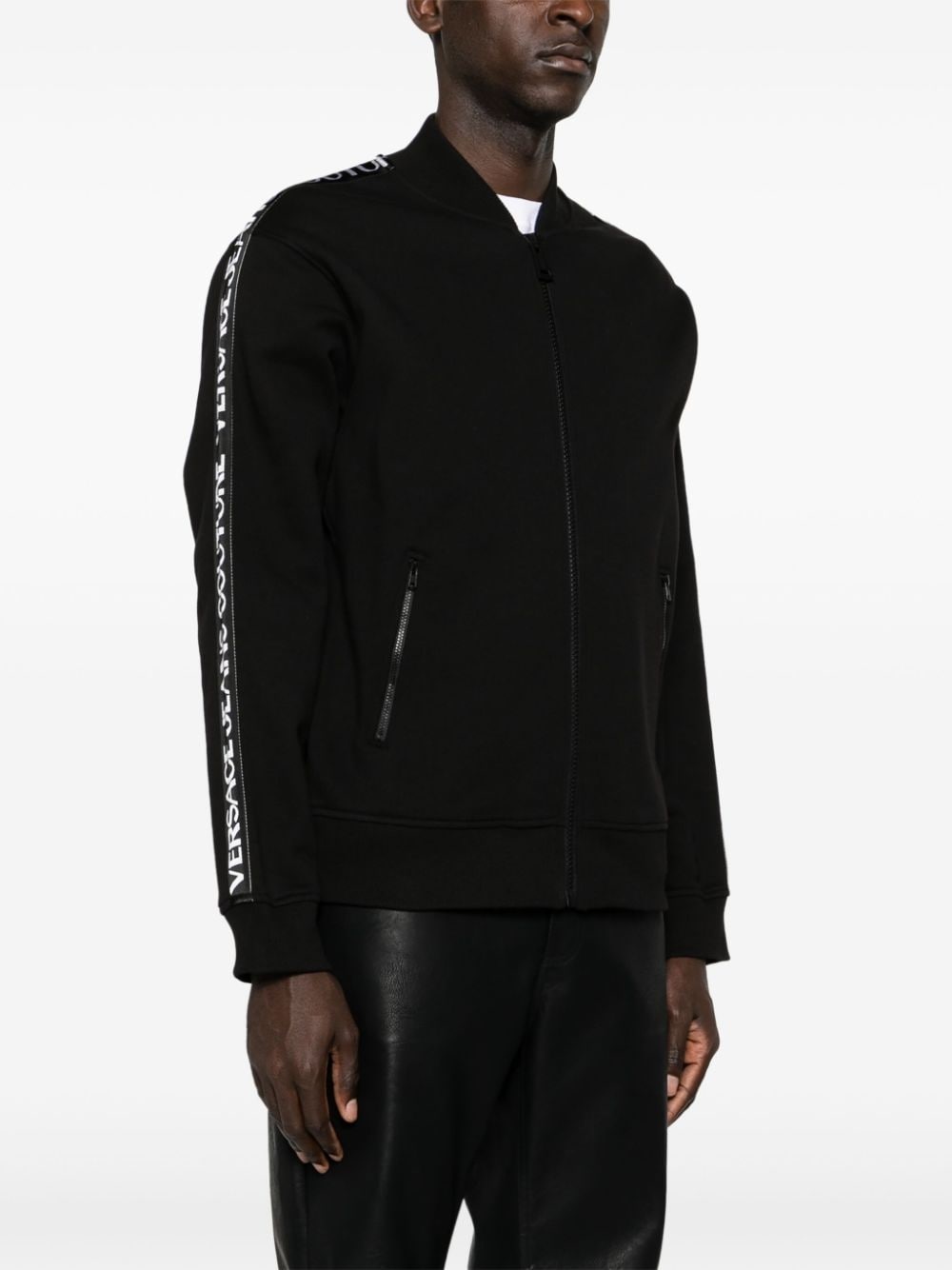 logo-trim zip-up sweatshirt - 3