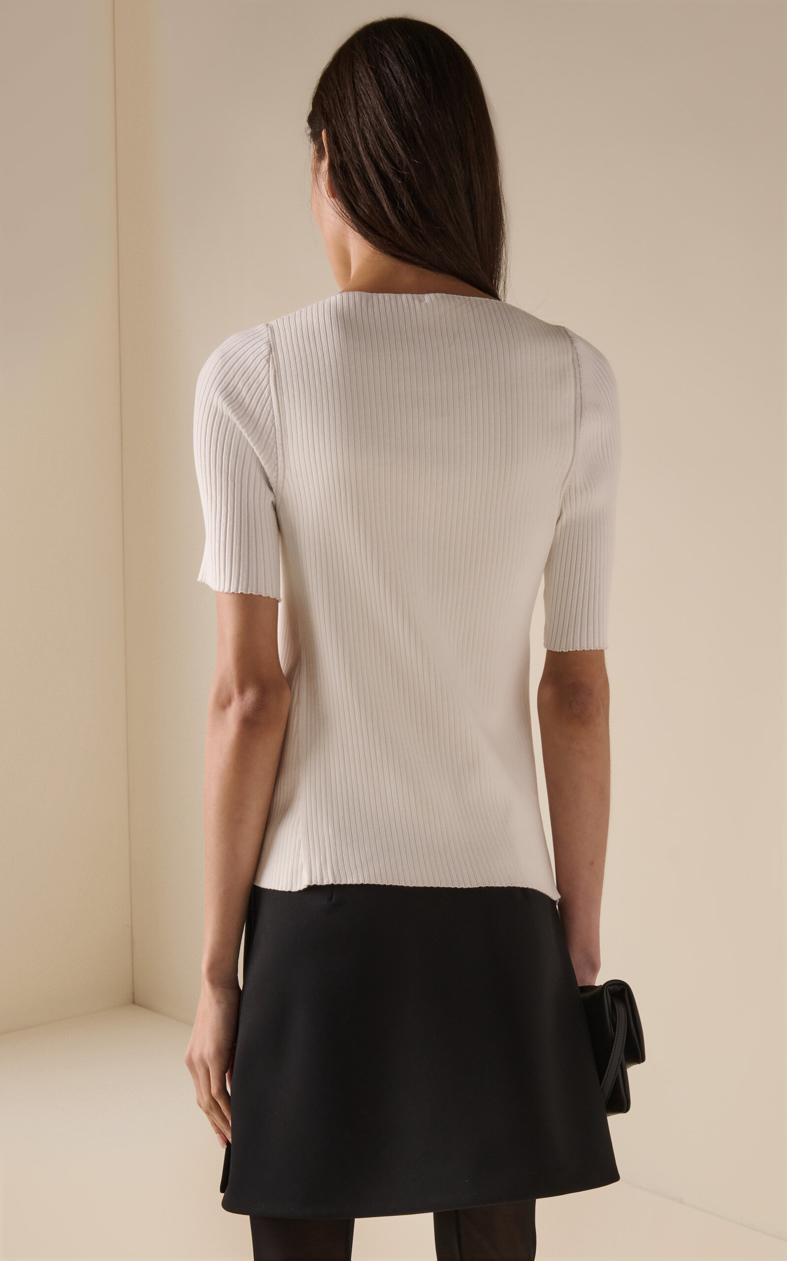 Oblique Buttoned Knit Top white - 4