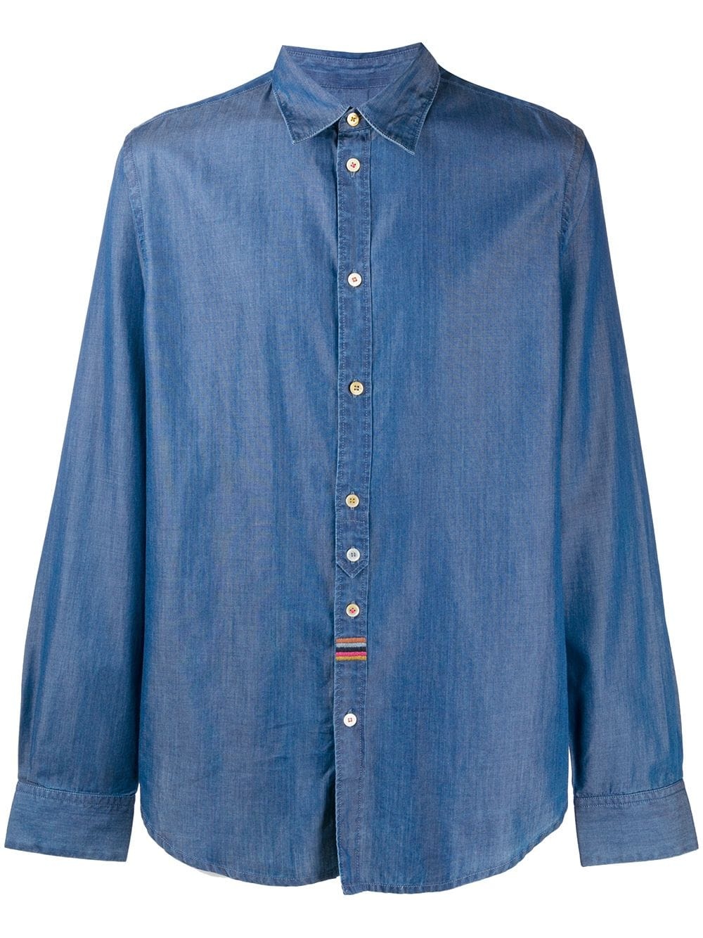 embroidered-stripe denim shirt - 1