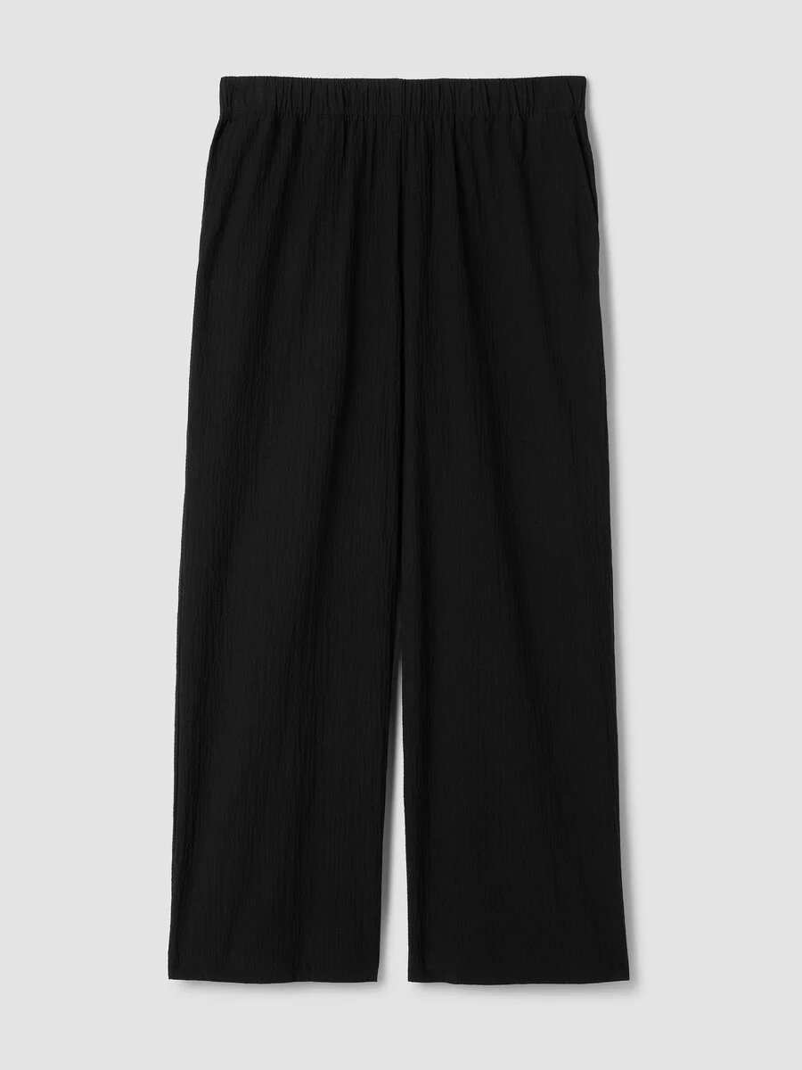 Organic Cotton Pucker Wide-Leg Pant - 1