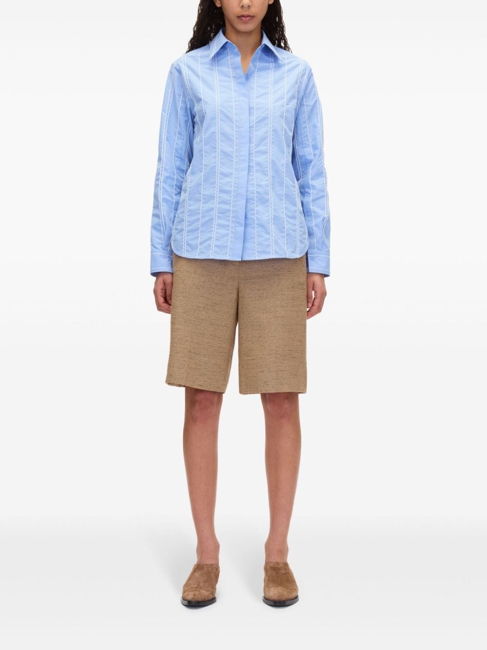 stripe-pattern cotton-blend shirt - 3