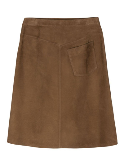 FERRAGAMO leather midi skirt outlook