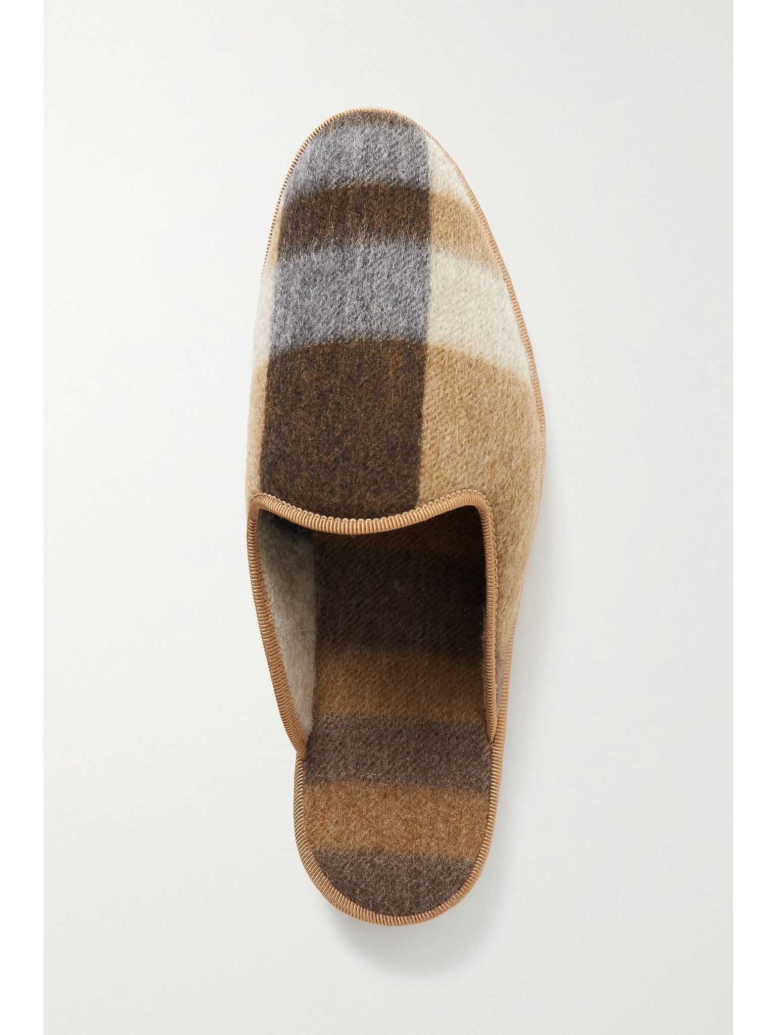 Open Venice checked cashmere slippers Beige - 5