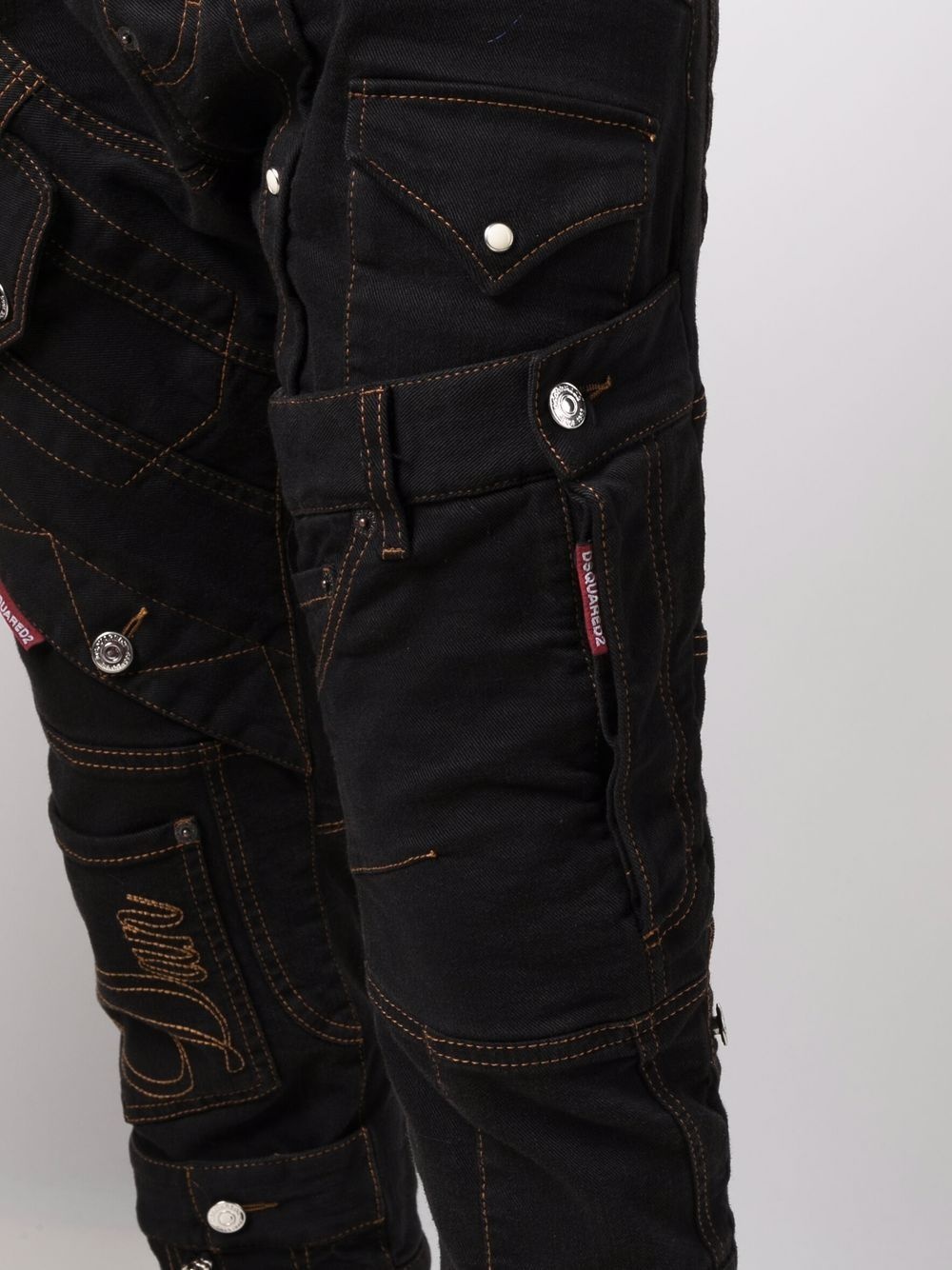 spliced-effect contrast-stitch denim jeans - 5