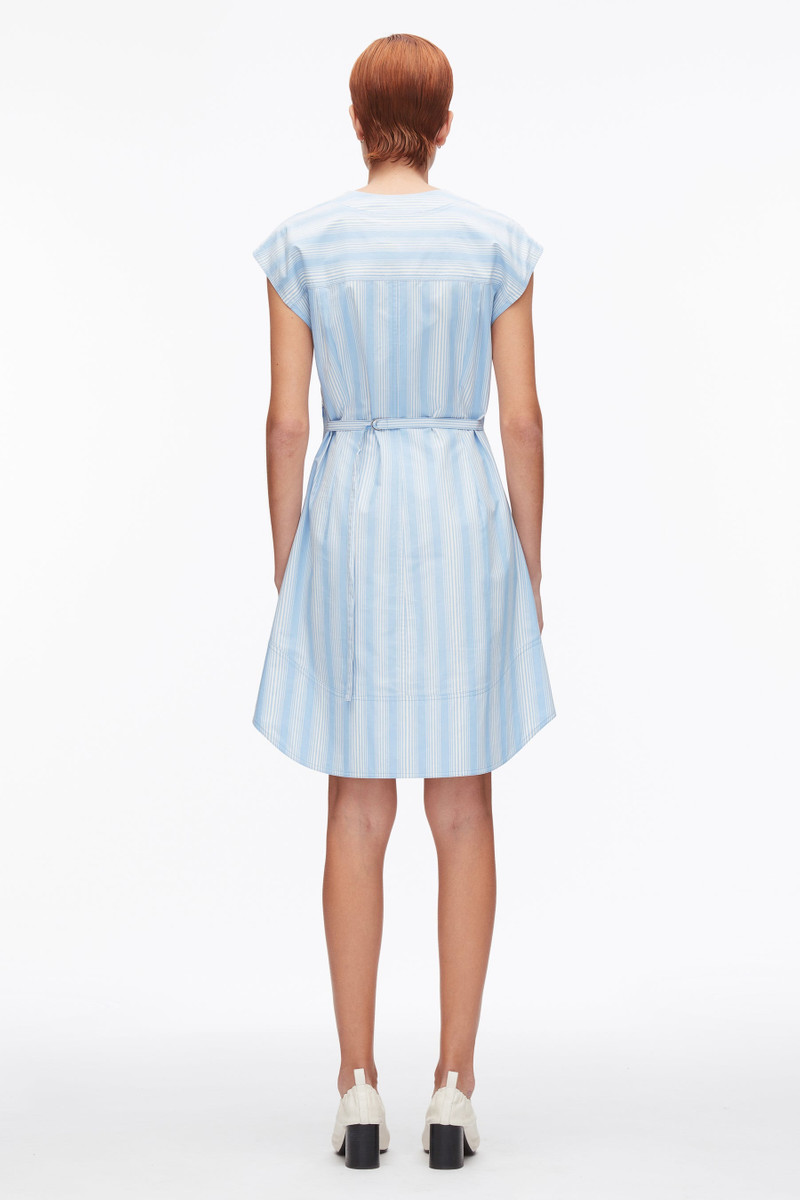 Striped Cap Sleeve Knee-Length Dress 4