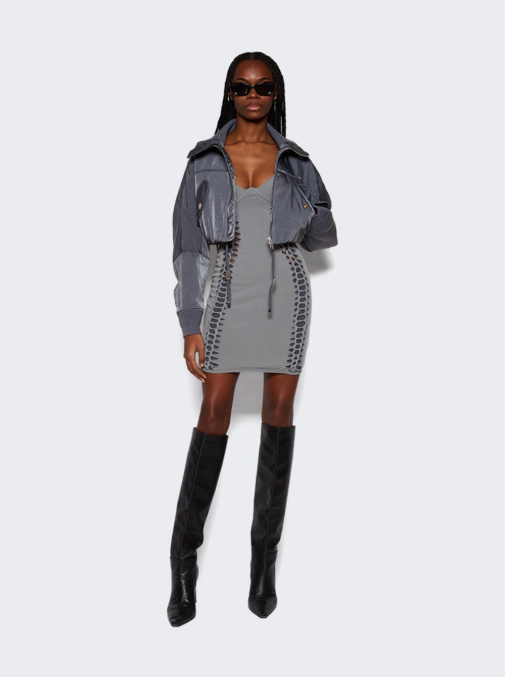 Layered Braided Mini Dress Steel - 2