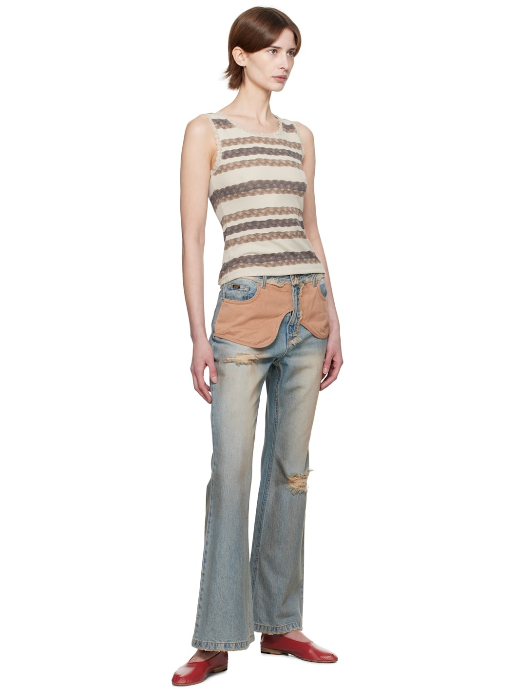 ★ANDERSSON BELL★ Deconstructed Dirty Wash Bootcut Jeans blue-deconstructed-dirty-wash-