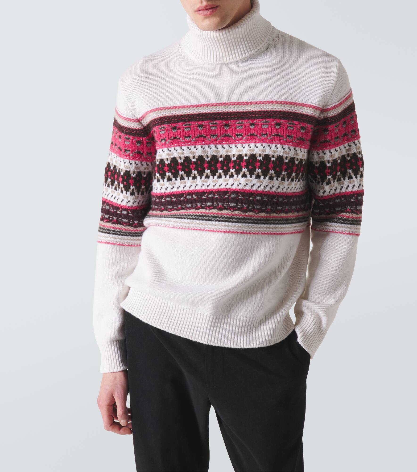 Intarsia cashmere turtleneck sweater - 3