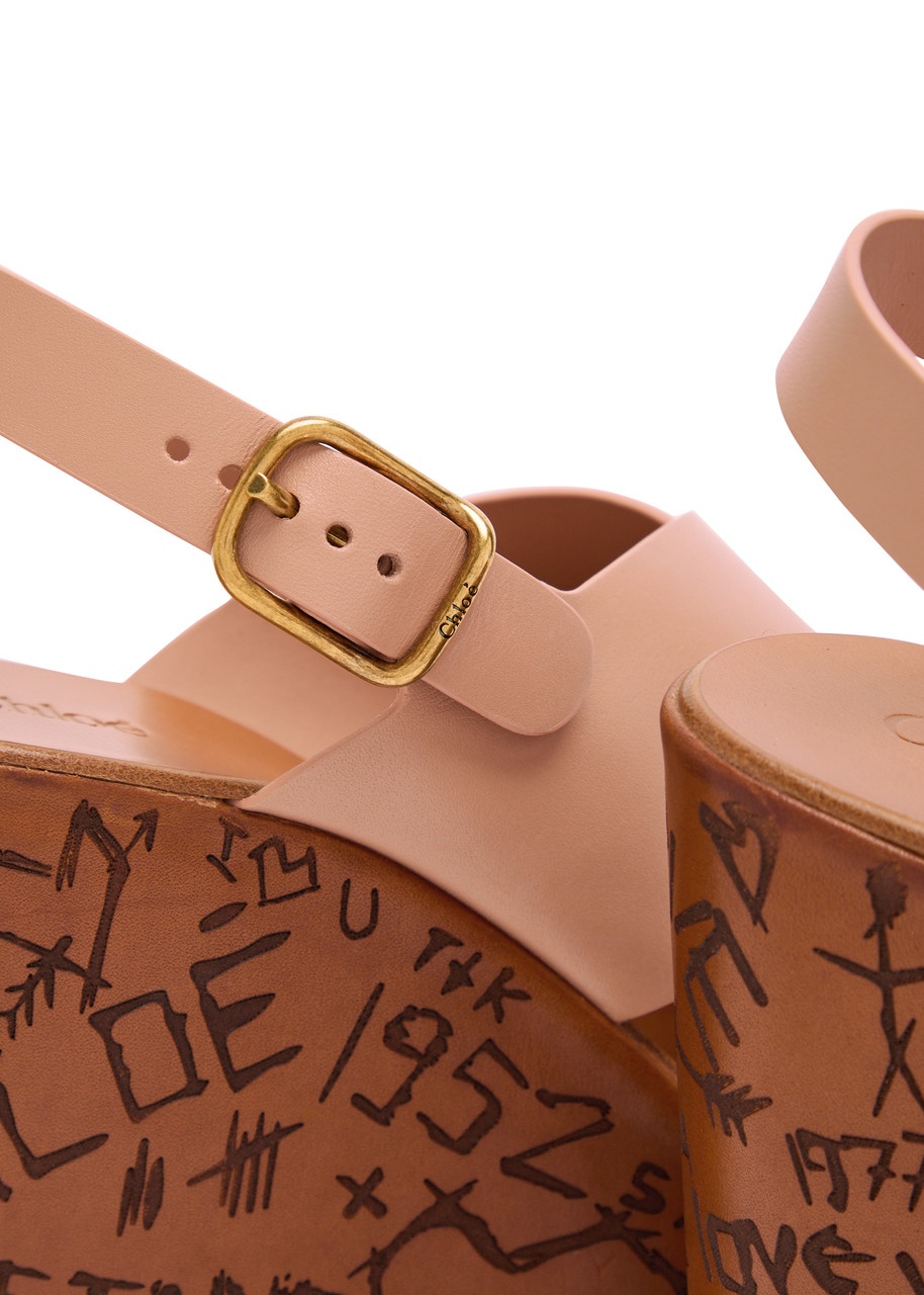 Chloe Maxime Leather Platform Wedge Sandals - 4