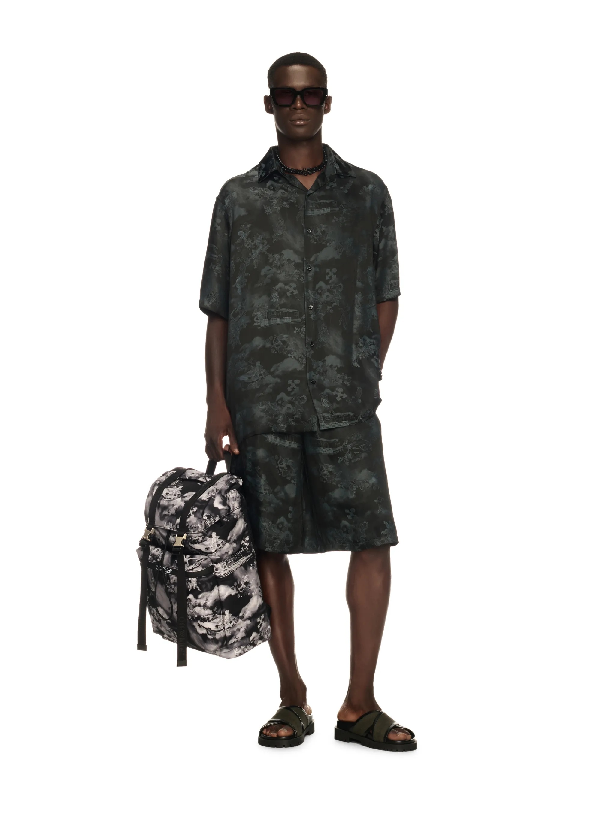 Black Jacquard Fresco Bowling Shorts - 2
