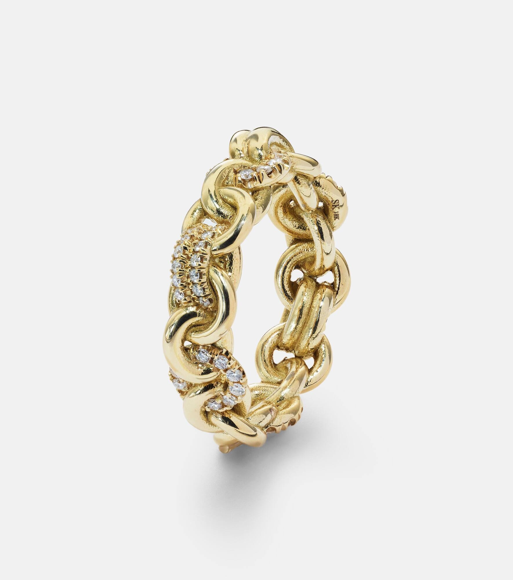 Fused Serpens Medium 18kt gold ring with diamonds - 4