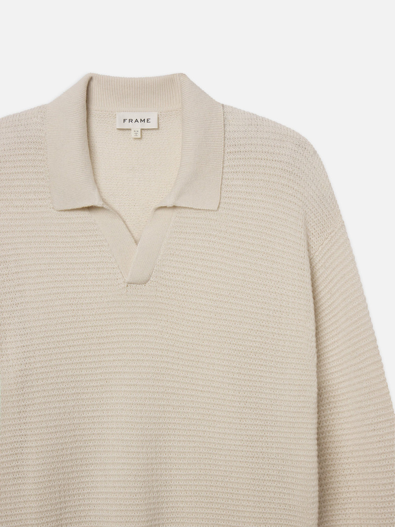 FRAME Textured Wool Cashmere Sweater in Warm White outlook