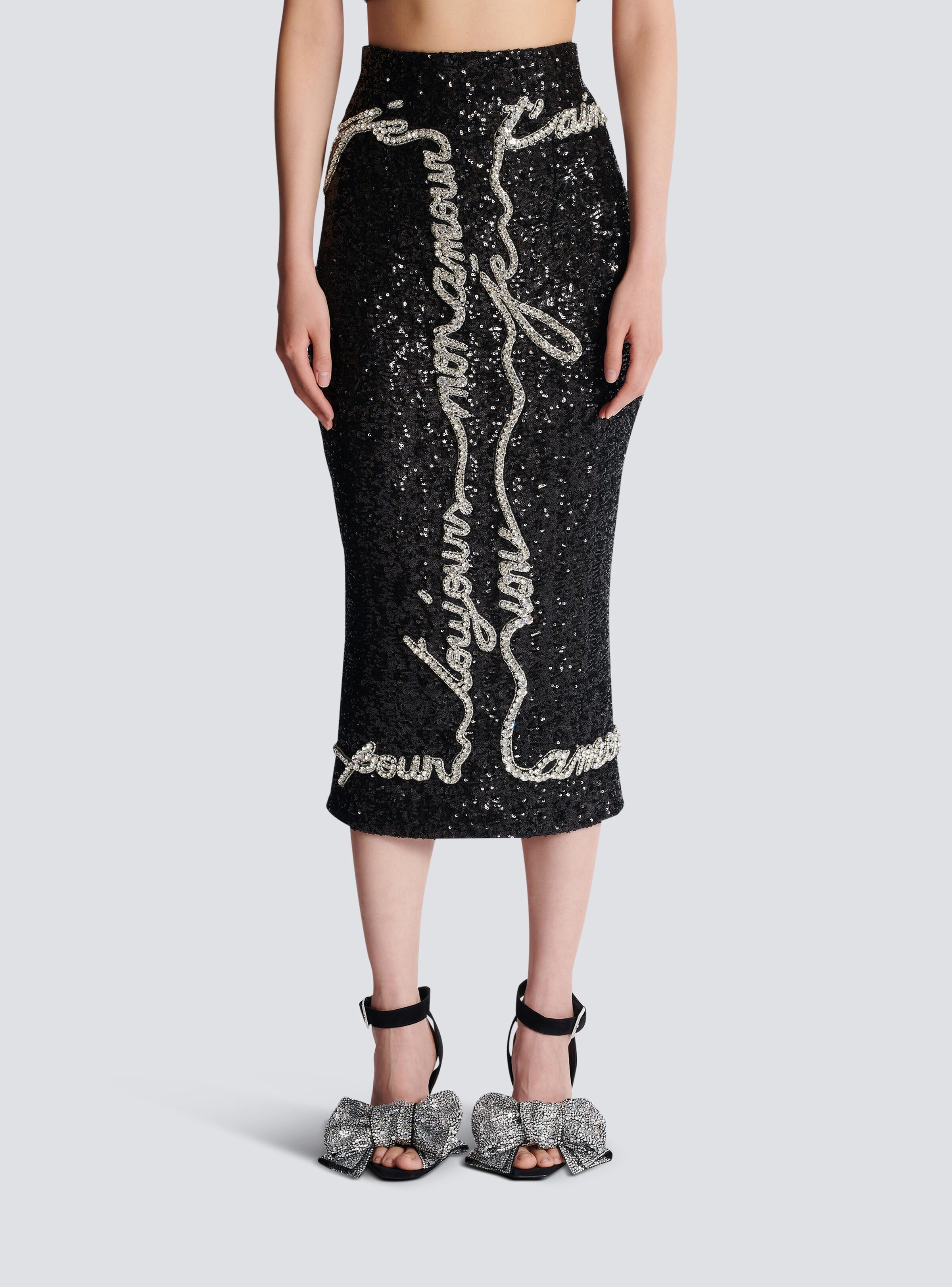 Sequin midi skirt with "Love Letter" embroidery - 5