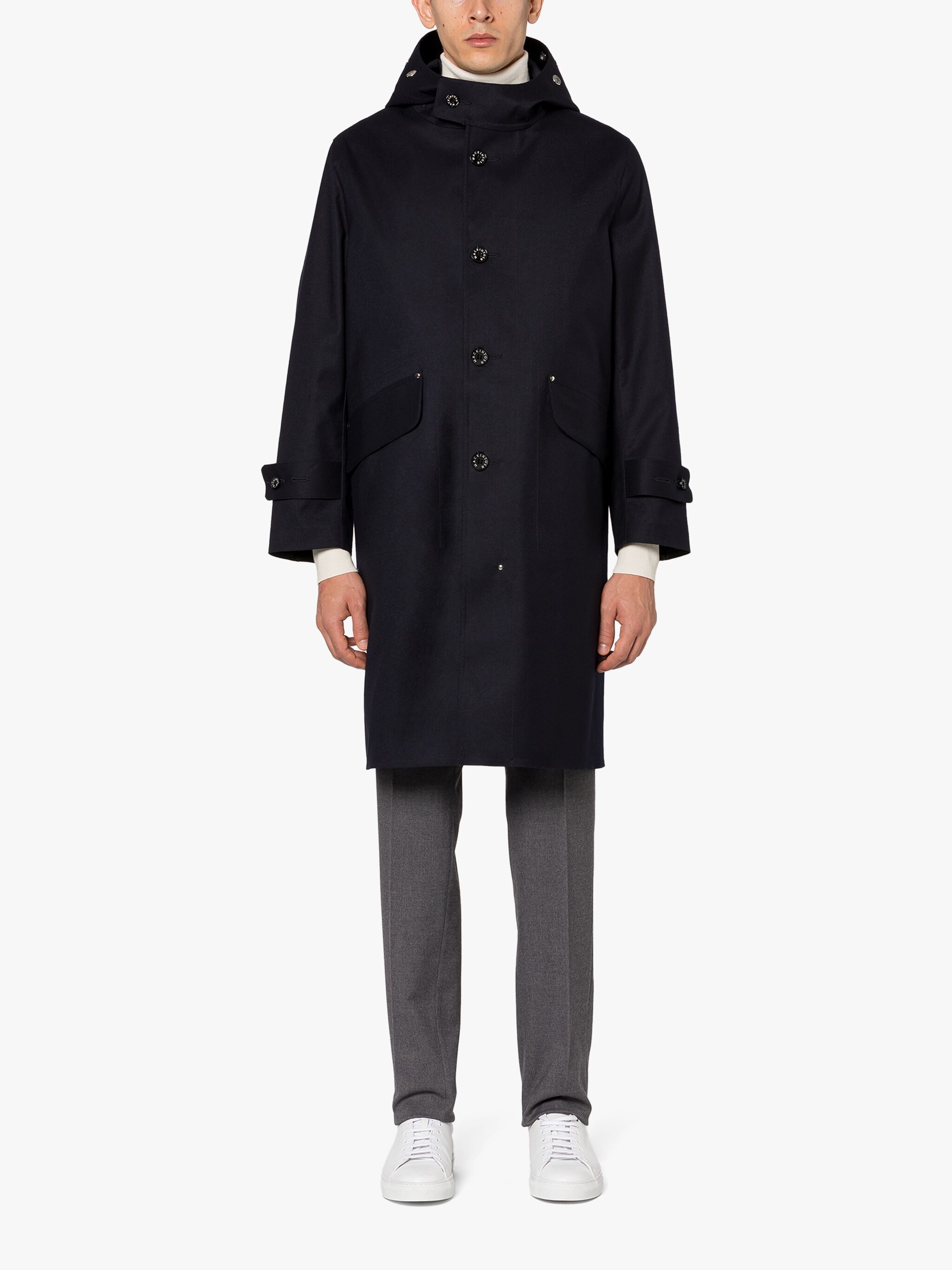 NEW KIRKTON NAVY BONDED WOOL HOODED COAT - 3