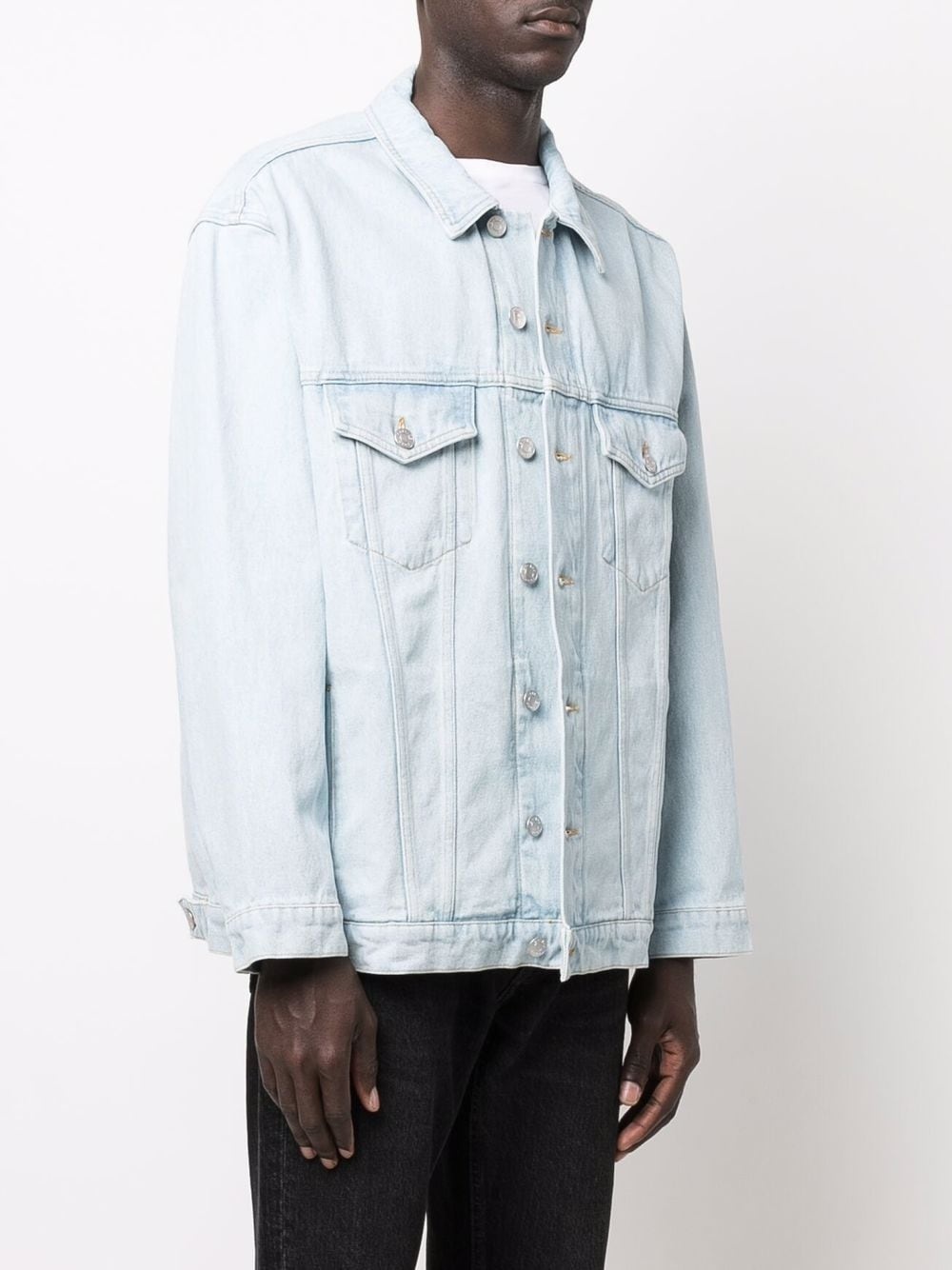 logo-print denim jacket - 4