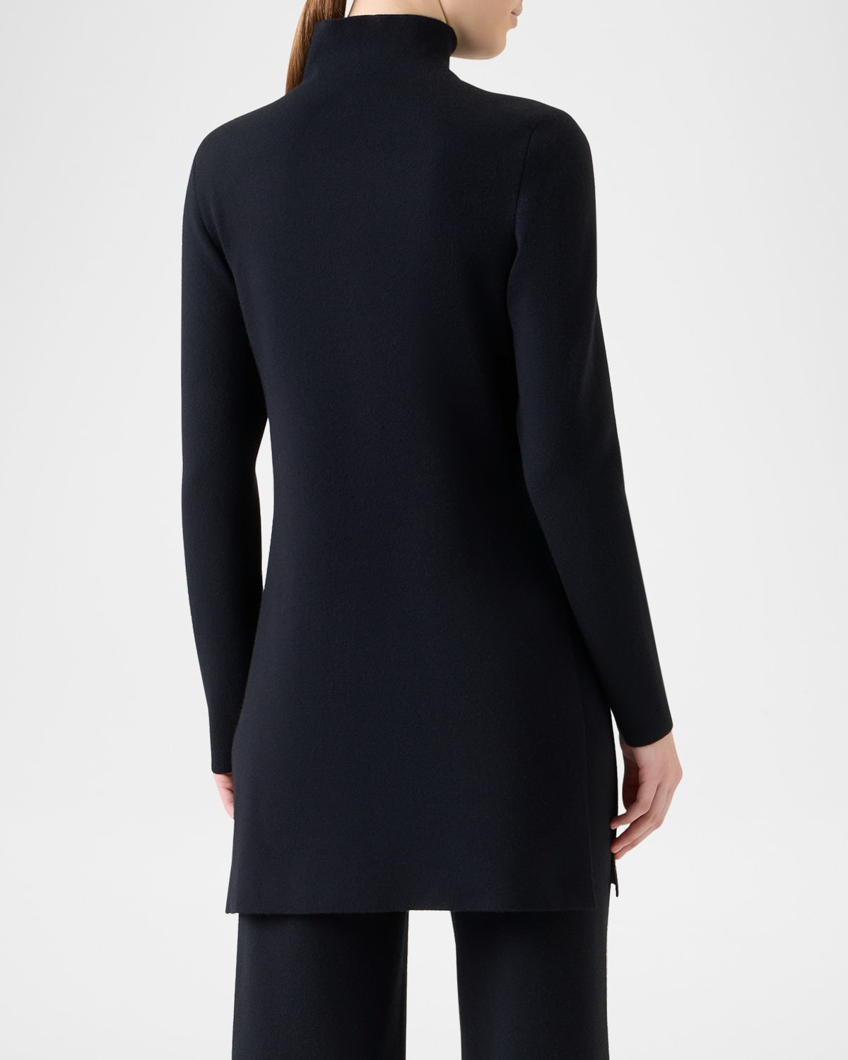 Turtleneck Cashmere-Silk Milano Knit Tunic Sweater - 3
