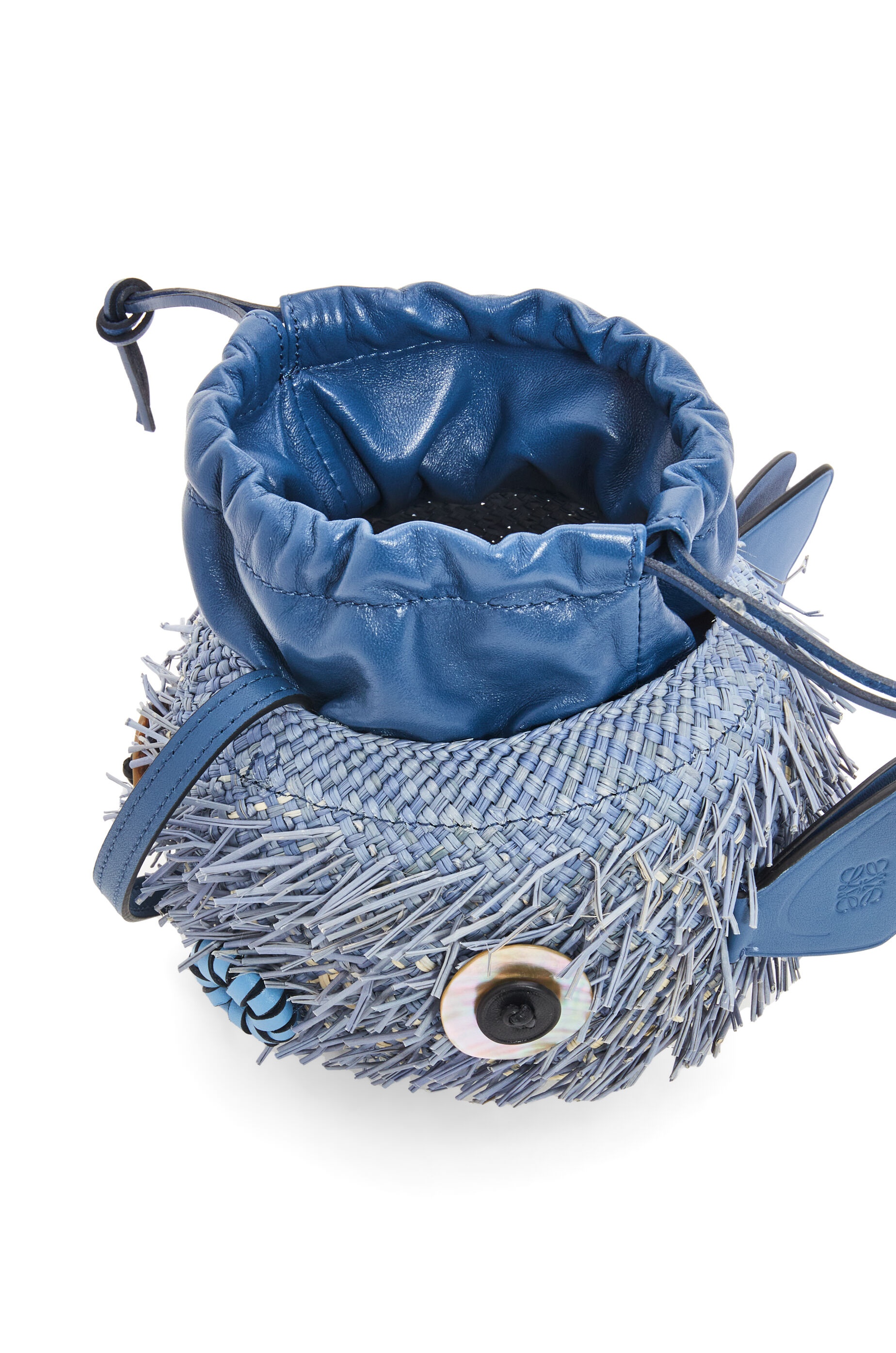 Blowfish pouch in iraca palm and calfskin - 4