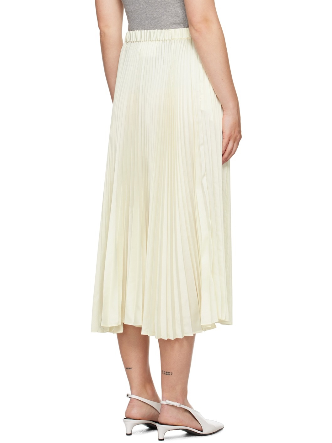 Off-White Pleated Midi Skirt - 3