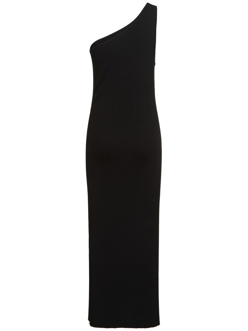 One-shoulder ribbed viscose midi dress - 5