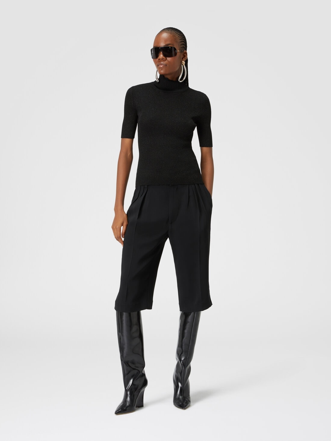 Short-sleeved turtleneck in glitter-effect viscose - 2