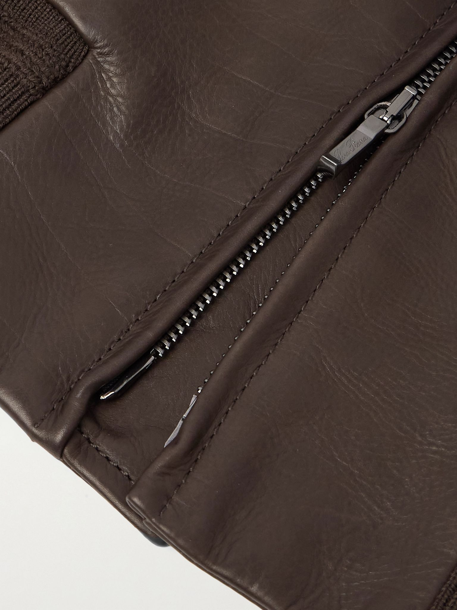 Leather Bomber Jacket Brown - 5