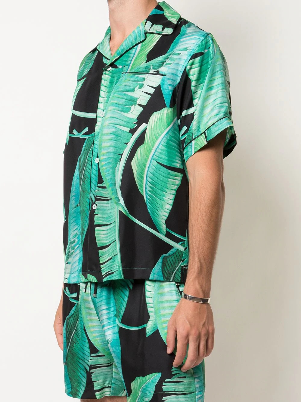 banana leaf satin pajama shirt - 3