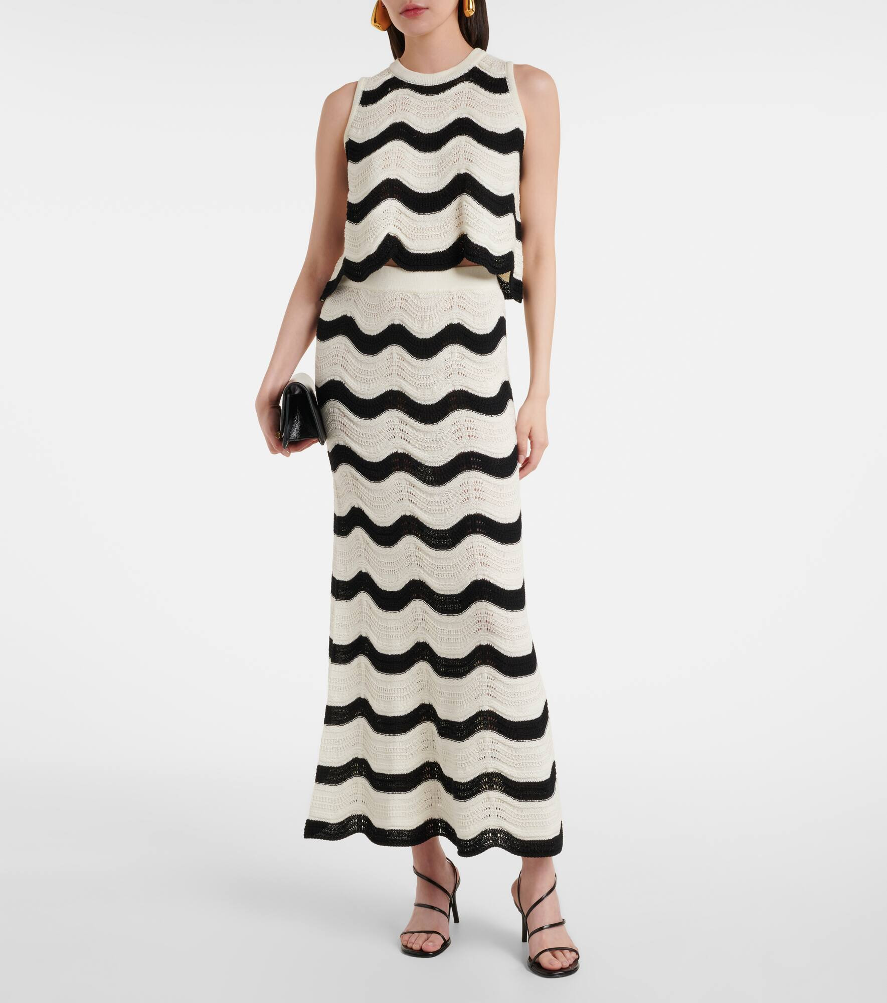 Chevron cotton crochet midi skirt - 2