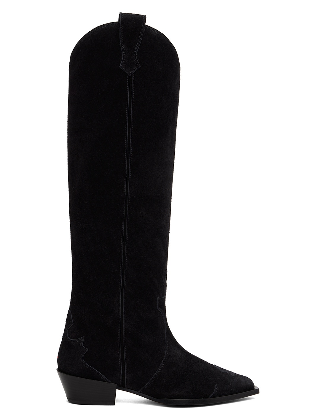Black Aruna Suede Cowboy Tall Boots - 1