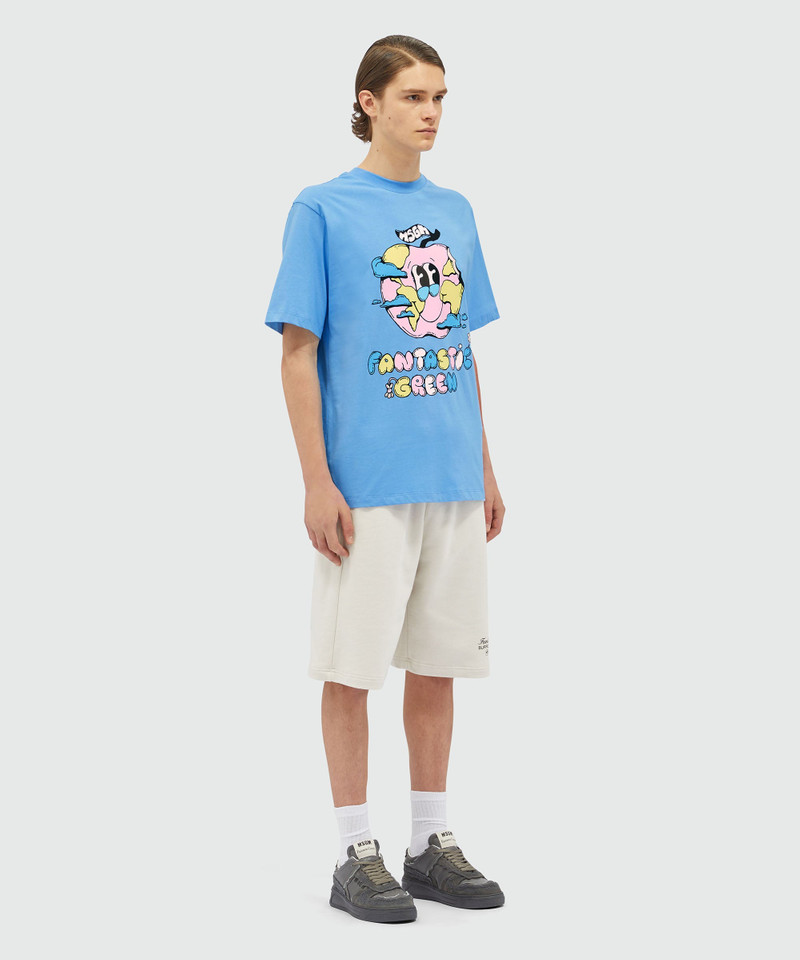 Organic cotton "Fantastic Green Burro Studio" light blue T-shirt 4