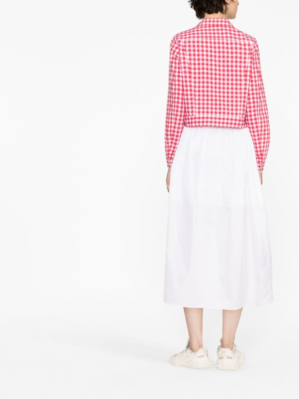cropped gingham-check shirt jacket - 4
