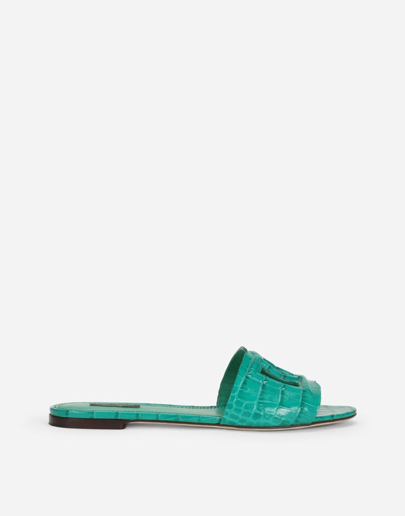 Crocodile flank leather sliders with DG Millennials logo 1
