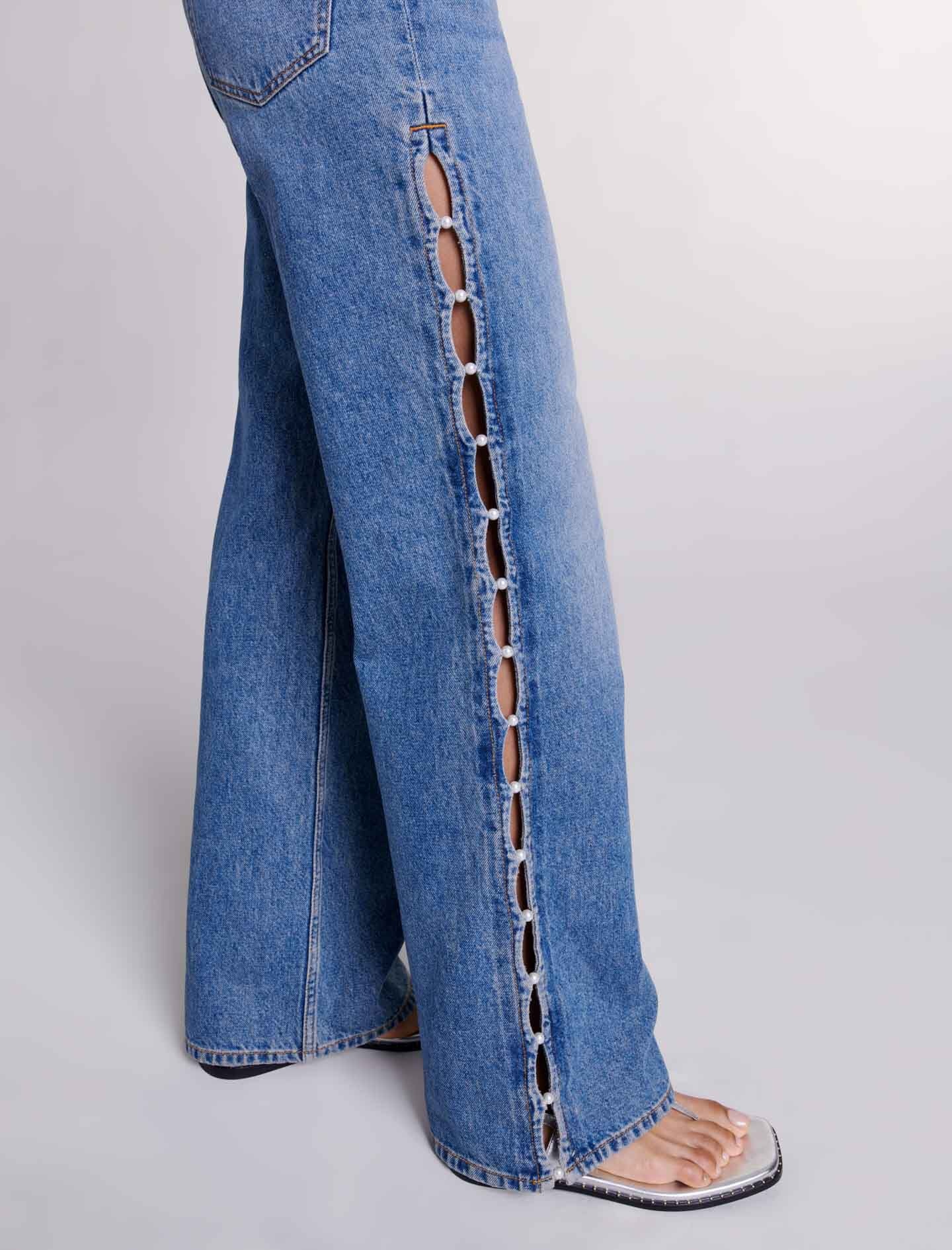 Beaded cutaway jeans - 7
