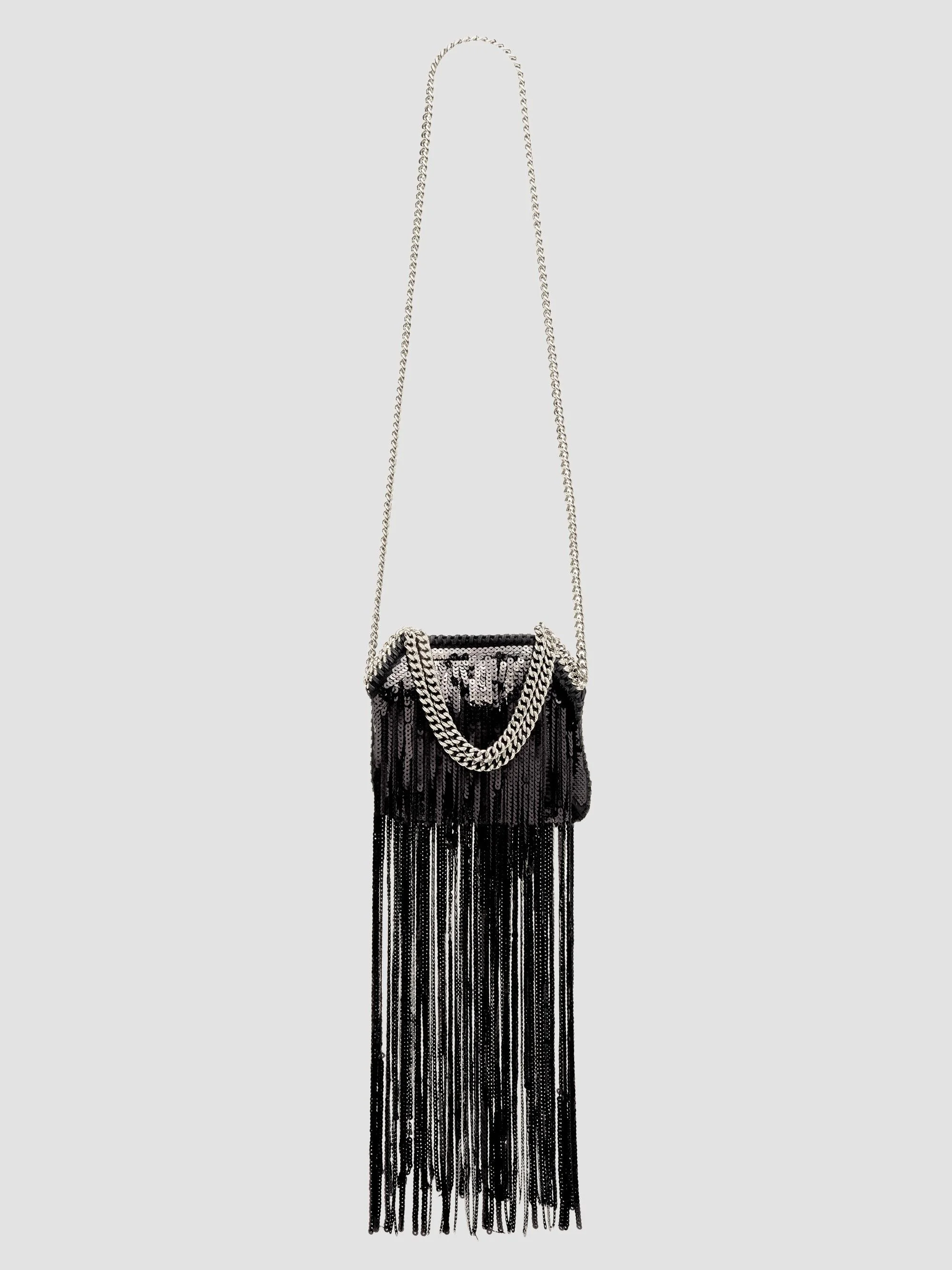 Women's Falabella Sequined Fringe Bag - Black - 1