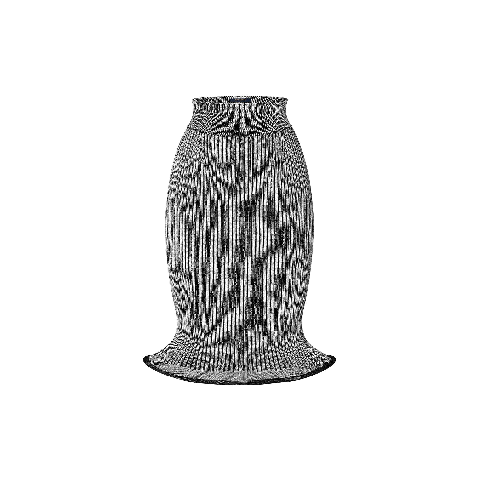 Ribbed Knit Trumpet Hem Skirt - 1