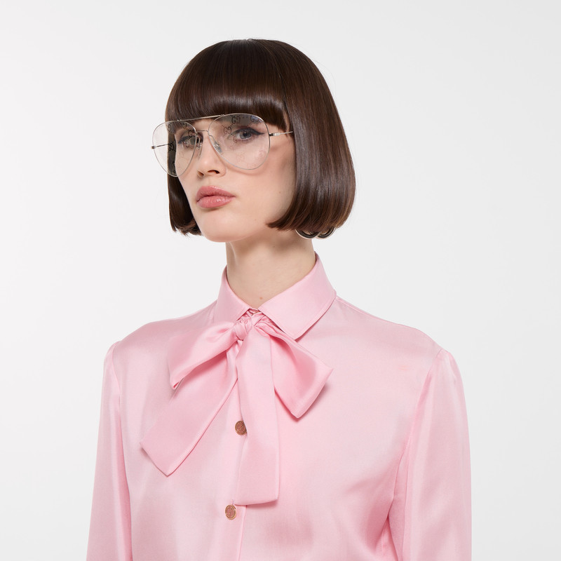 Silk twill shirt with bow 3