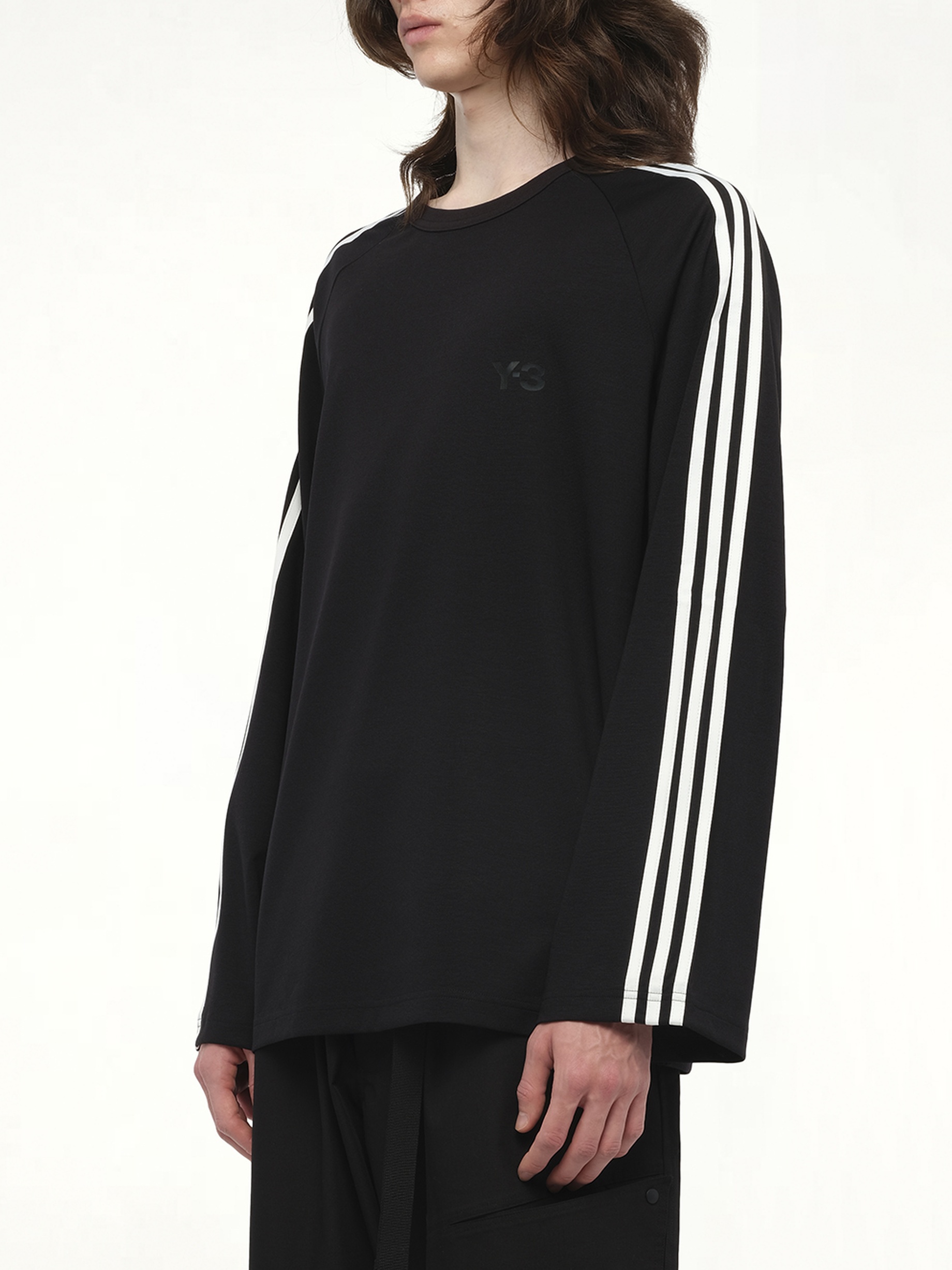 Wire Stripe Long Sleeve T-Shirt in Black - 5